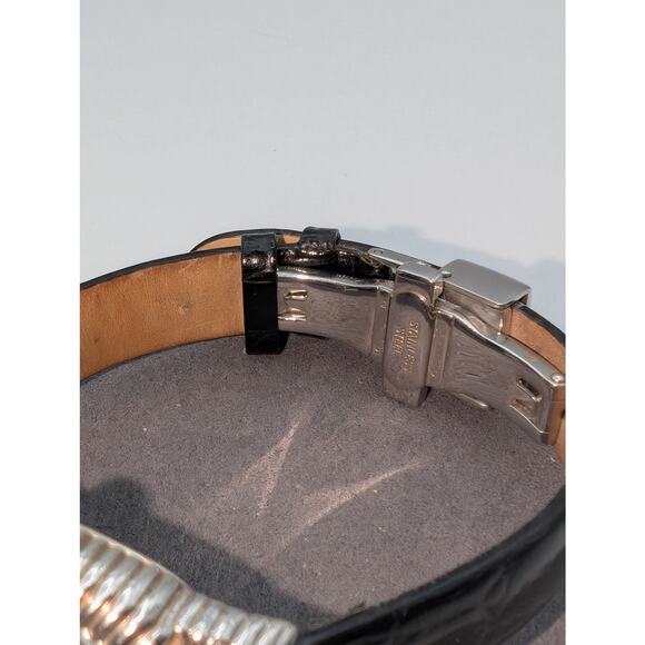 Judith Ripka MOP Sterling Silver Case Genuine Leather Band Double Heart Watch - Picture 8 of 10